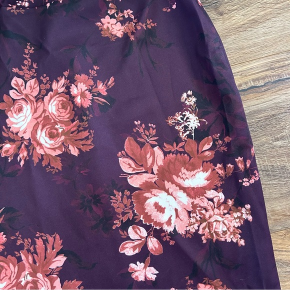 ASOS Floral Corset Pencil Ruched Bust Midi Dress in Burgundy Purple 6 NWOT - Picture 5 of 13